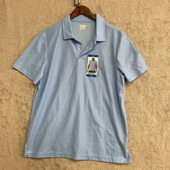 NEW 32 Degrees Cool Men's L Light Blue Polo Shirt 100% Polyester Lightweight - Picture 2 of 7